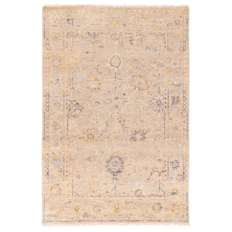 ECARPETGALLERY Hand-knotted Modern Oushak Light Grey Wool Rug - 3'11 x 5'9