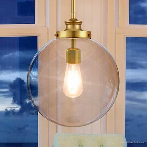 Luxury Globe Pendant Light, 15"H x 12"W, with Industrial Chic Style, Brushed Bronze Finish by Urban Ambiance