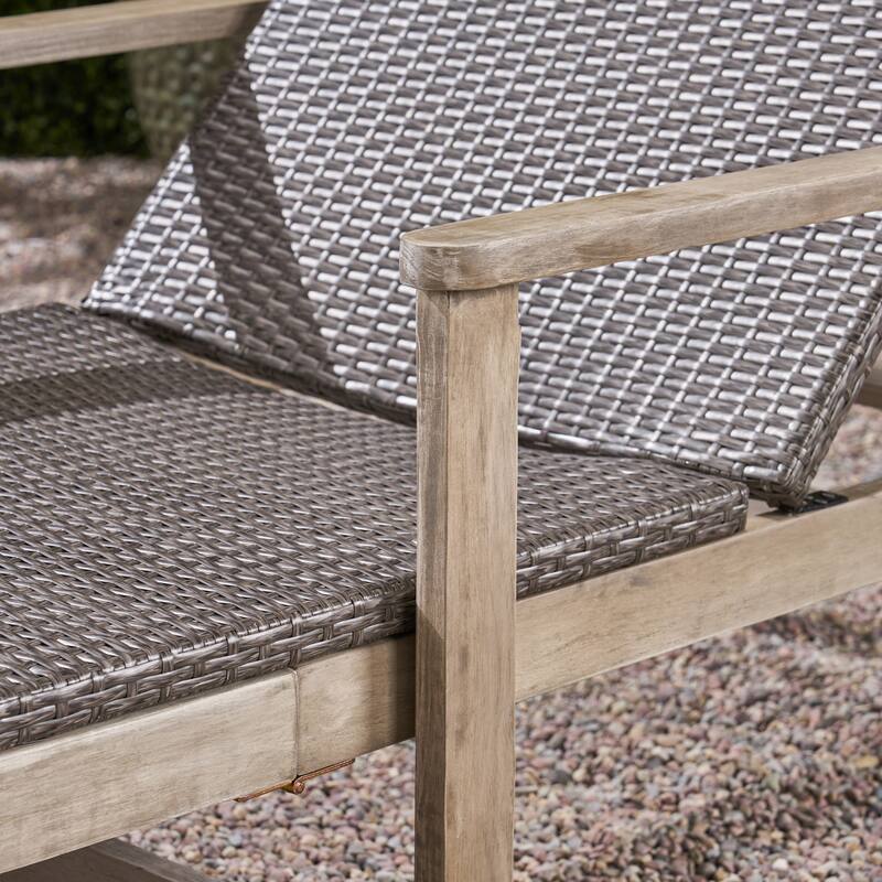 Ergonomic Outdoor Wicker Chaise Lounge with Adjustable Backrest and Armrests for Poolside Patio Garden