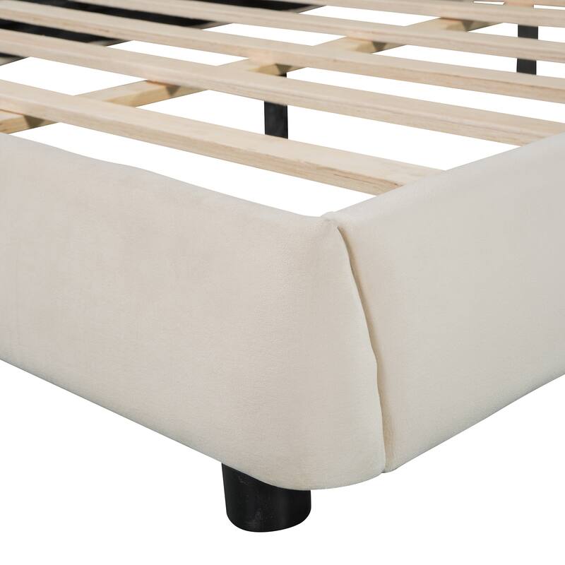 Bedroom Queen Size Velvet Upholstered Platform Bed