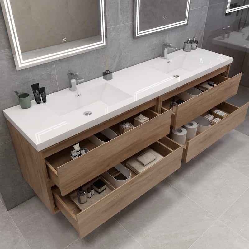 Morava 72" Wall-mounted Vanity with Double Sink
