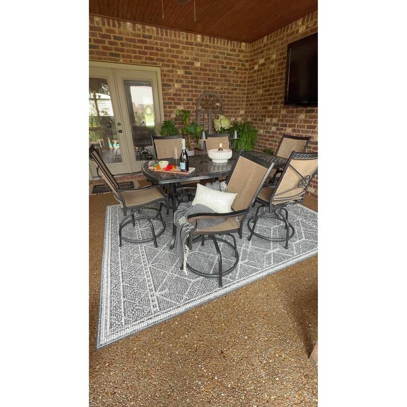 Hauteloom Butch Living Room, Bedroom Patio Outdoor Area Rug - Farmhouse - Taupe,Beige - 2' x 3' - 6'7" x 9' - Black,Beige / Diah