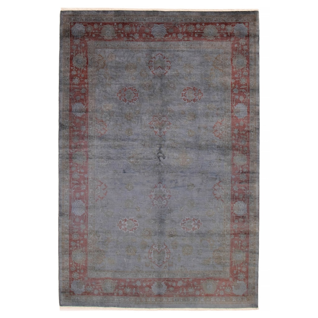 ECARPETGALLERY Hand-knotted Vibrance Light Denim Blue Wool Rug - 6'0 x 8'10