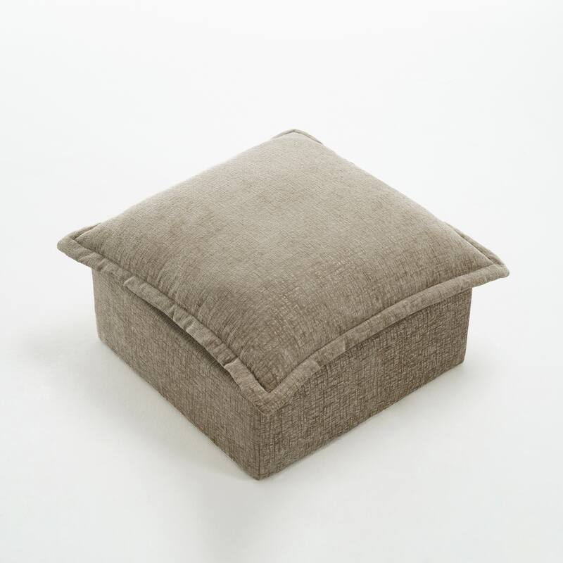 31.7"W Oversized Chenille Upholstered No Assembly Square Ottoman