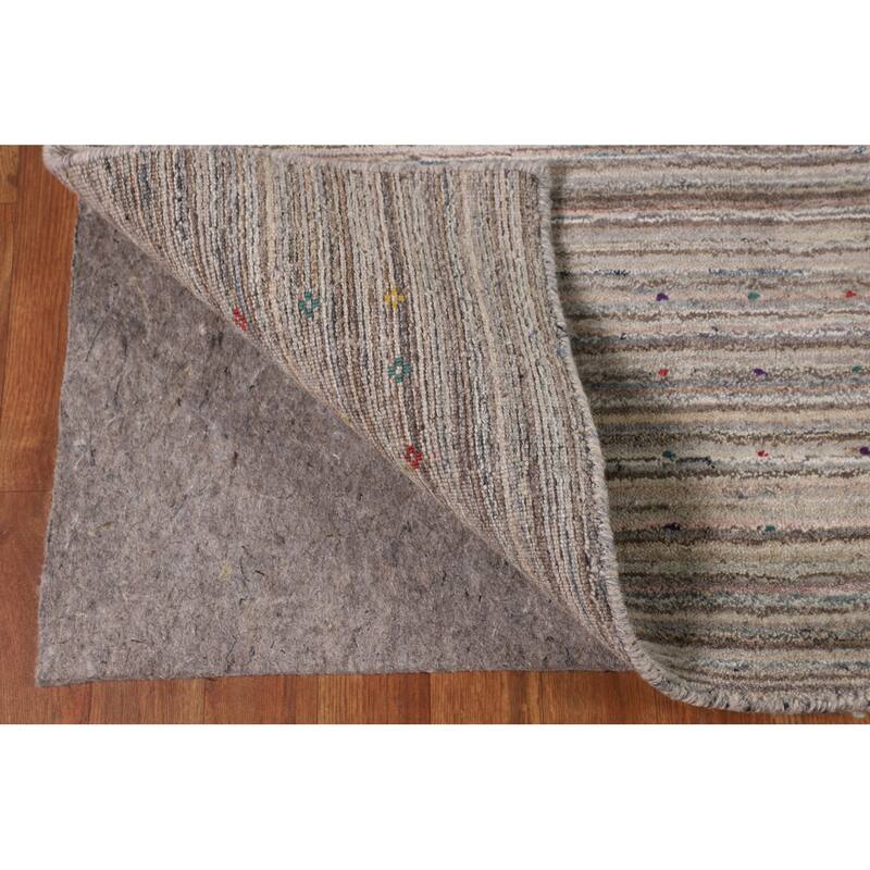 Earth Tone Gabbeh Square Area Rug Hand-Knotted Wool Carpet - 8'2" X 7'11"