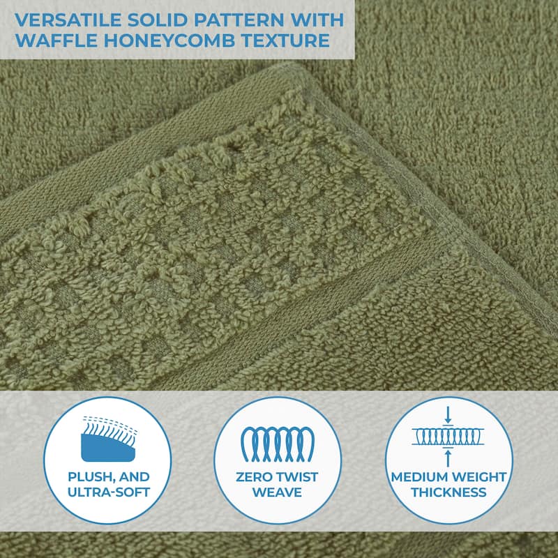 Superior Napa Zero Twist Cotton Waffle Face Towel Washcloth Set of 12