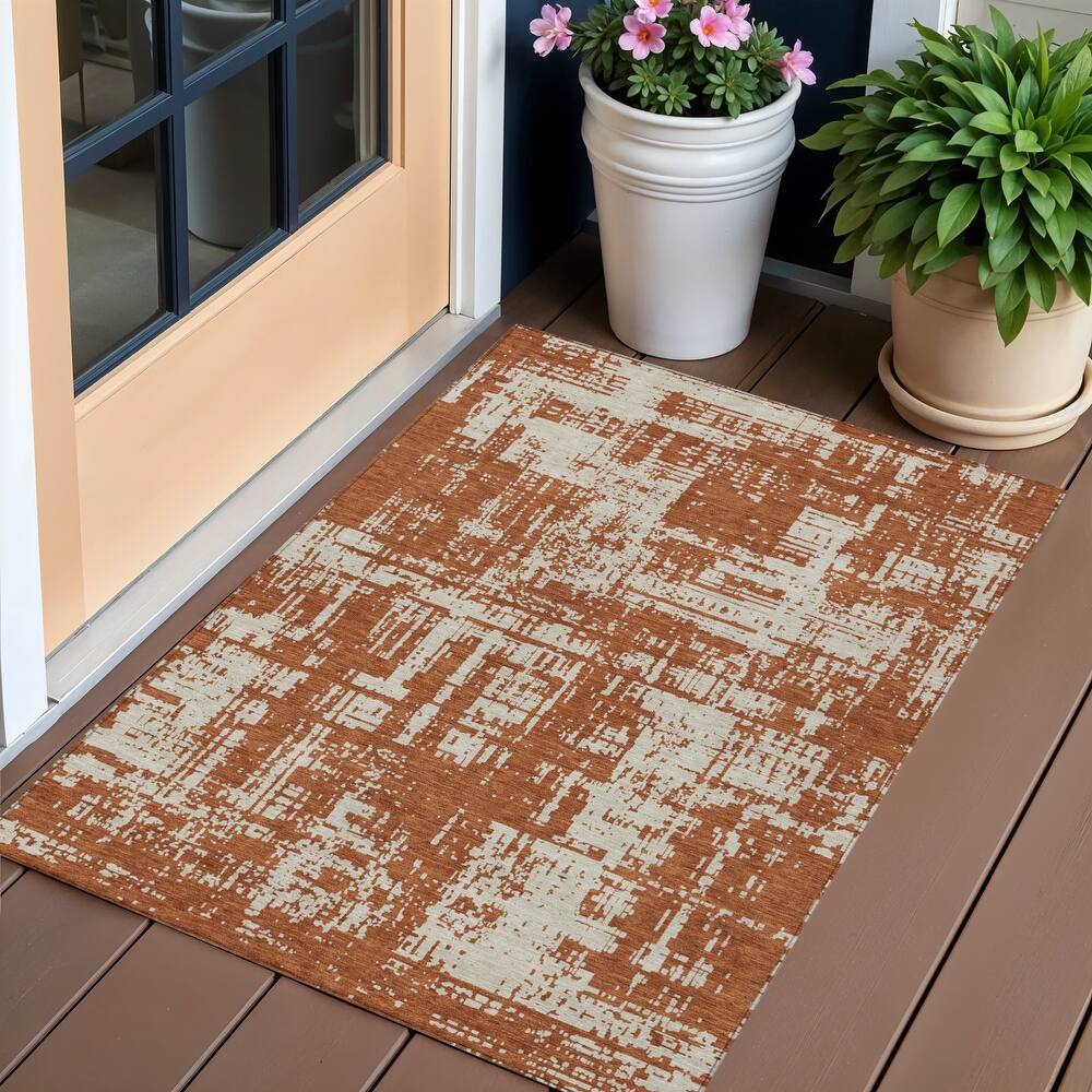 HomeRoots Abstract Transitional Rectangle Outdoor Rug