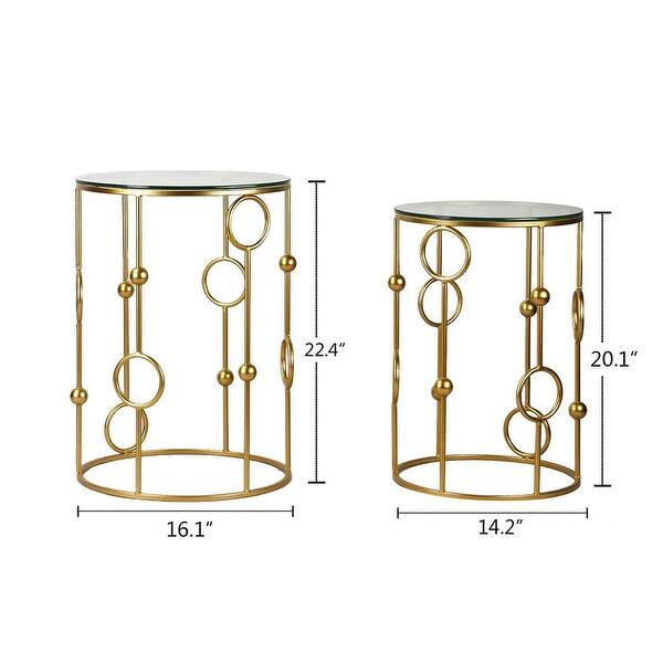 Adeco Set of 2 Nesting Goldtone Postmodern End Tables Set of 2 On Sale Bed Bath & Beyond