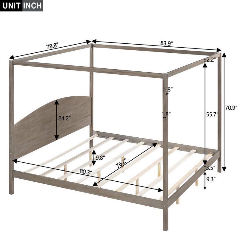 Merax Canopy Platform Bed with Headboard and Support Legs