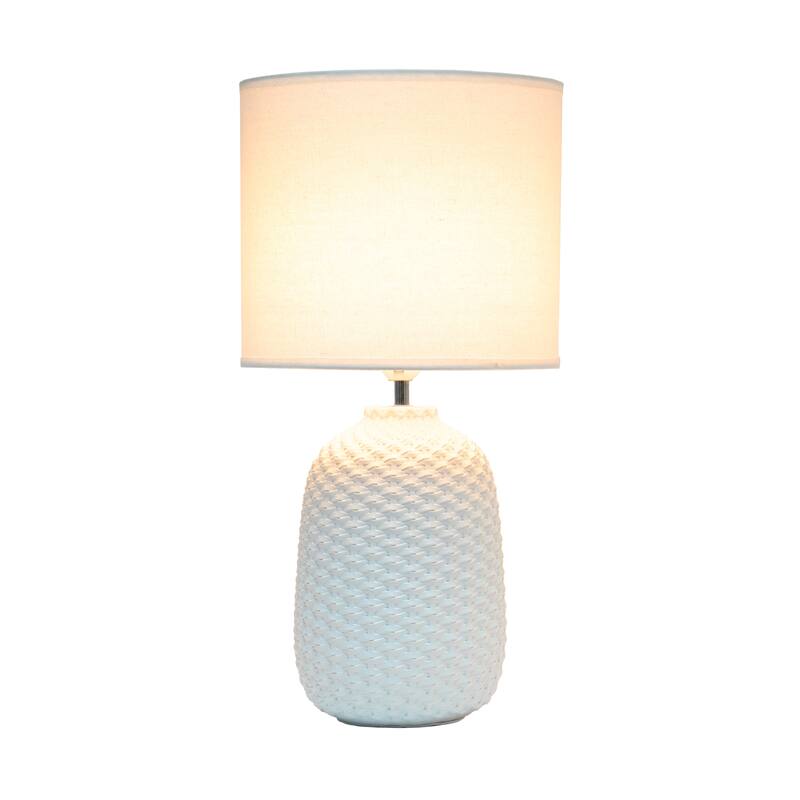 20.4" Purled Texture Lamp with White Fabric Shade
