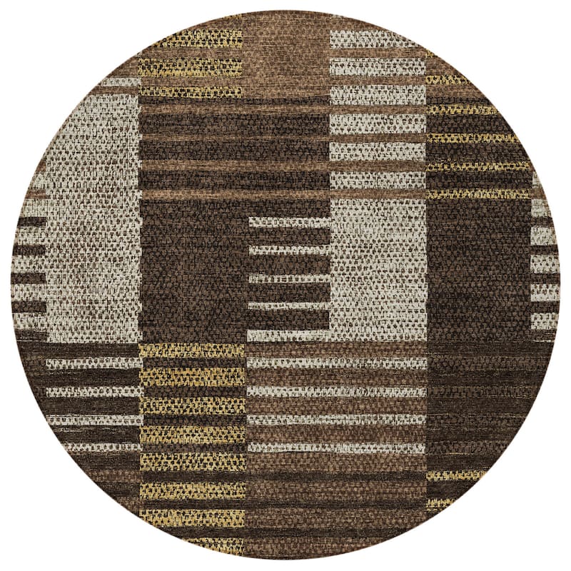 HomeRoots Striped Modern Rectangle Outdoor Rug