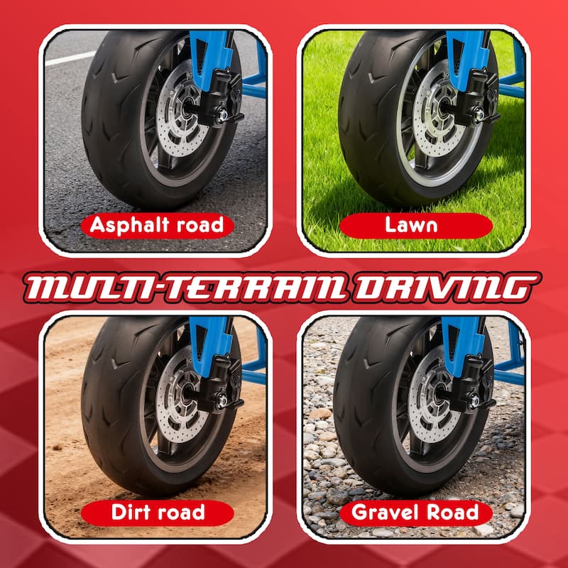 Simple Electric Bike Kids Electric Motorcycle Blue 24V Ride-On Motorcycle with Built-in Music & LED Lights