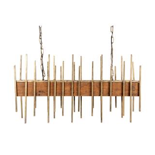 Rustic Wood and Metal Rod Chandelier