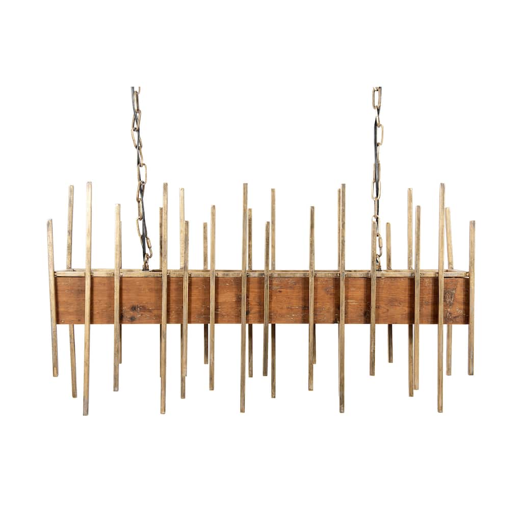 Rustic Wood and Metal Rod Chandelier