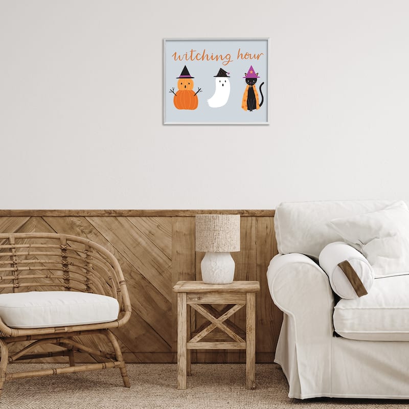 Stupell Cute Halloween Witching Hour Framed Giclee Art Design By Sazerelli Designs