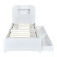 preview thumbnail 24 of 26, Twin Size Storage Platform Kids Bed Frame with LED Headboard, 2-Drawers, Shelves, No Box Spring Needed, Easy Assembly, Natural