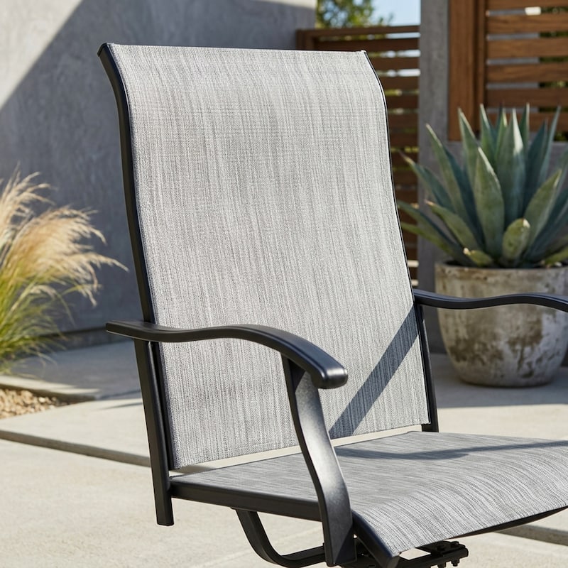 Nuu Garden Swivel Textilene and Iron Outdoor Patio Chairs with Powder-coated Finish