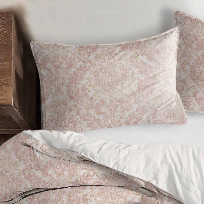 Damaskus Linen Blush Comforter & Pillow Sham Set.