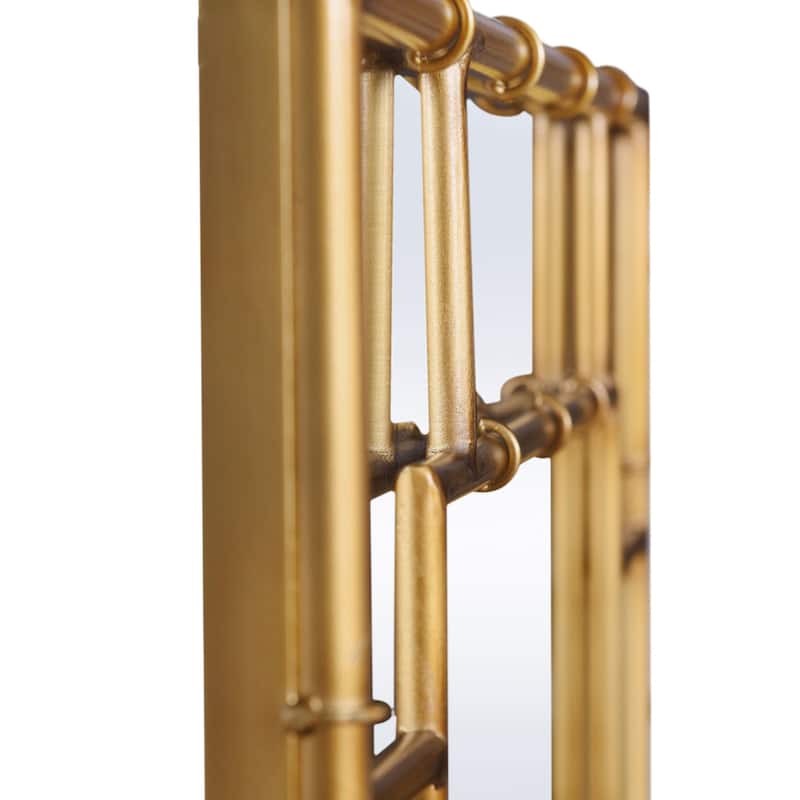 Decorative Mirror - Antiqued Gold Metal Bamboo Frame