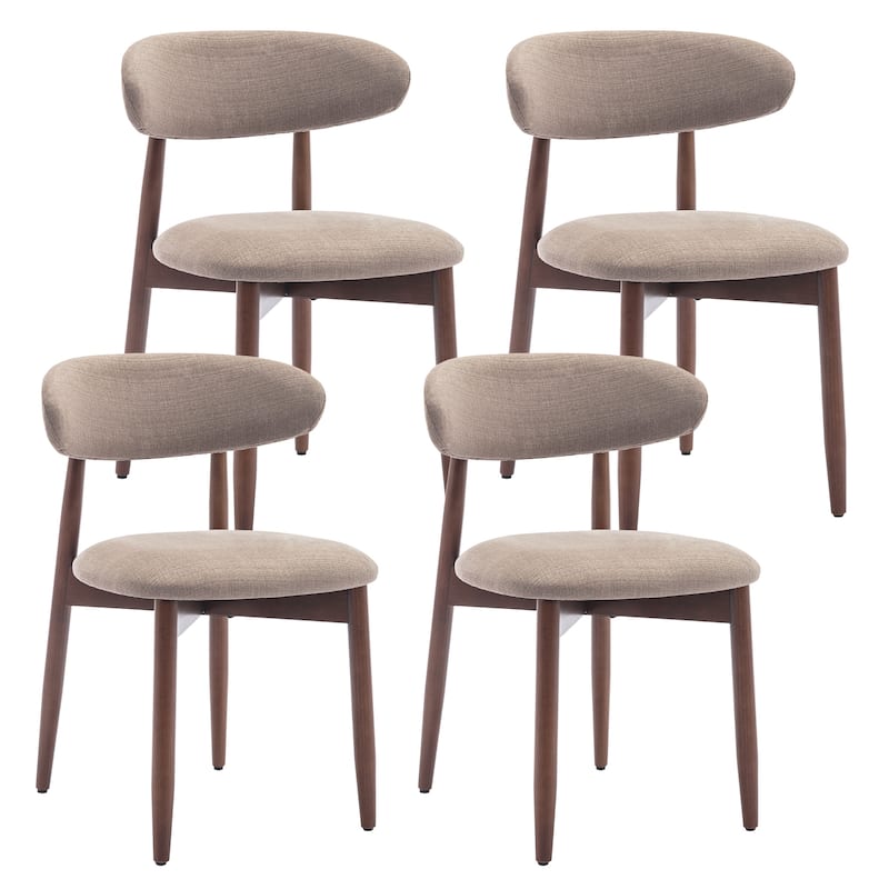 RENEWLINE Mid-Century Modern Upholstered Dining Chair with Wooden Legs - Set of 4 - Camel