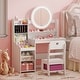 preview thumbnail 6 of 18, Gymax Kids Vanity Table Set w/ Lighted LED Mirror Princess Dressing