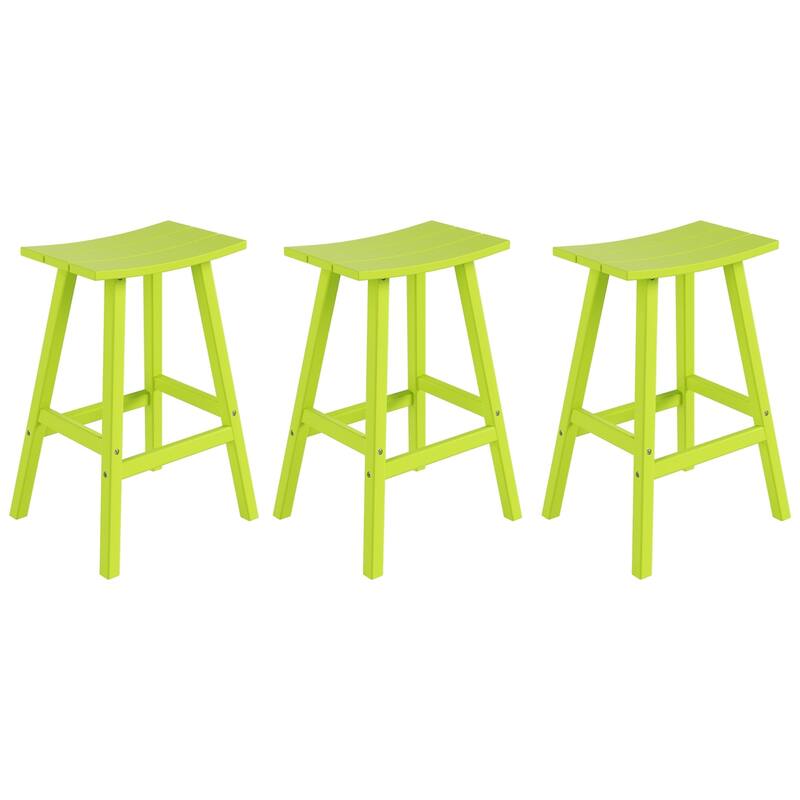 Laguna Hdpe All Weather Outdoor Patio 29" Saddle Seat Bar Stool (Set Of 3)