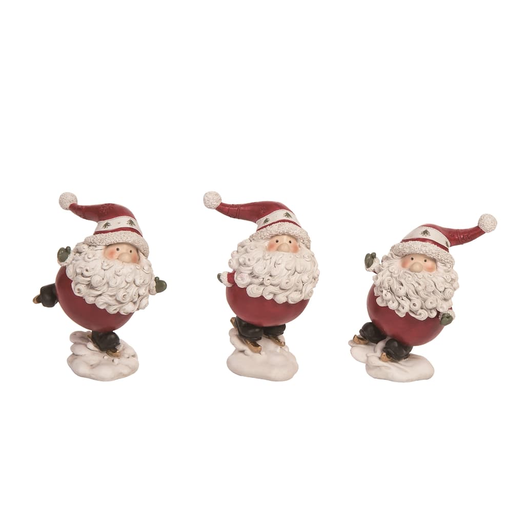 Transpac Resin Skiing Santa Figurine Set of 3 Christmas Home Decorations