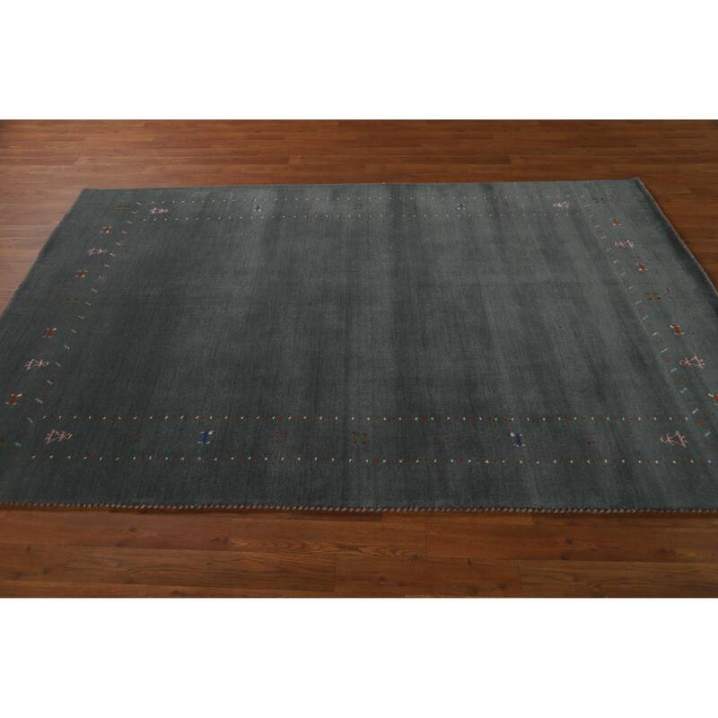 Hand Knotted Oriental 100% Wool Carpet Tribal Tribal Greys & Charcoal Gabbeh Area Rug - 7' 9'' X 5' 0''