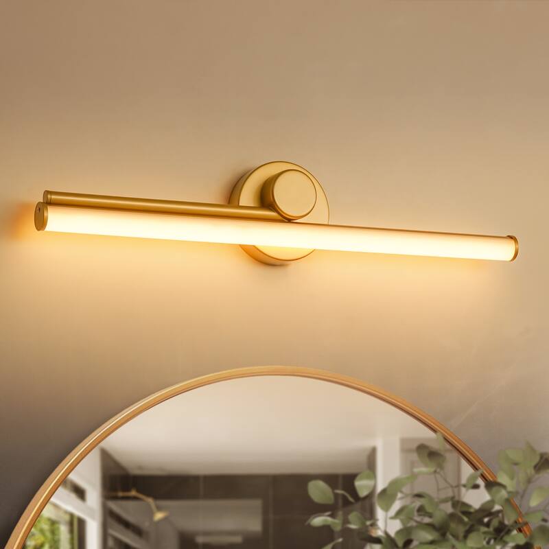 1-Light 23.8" W Modern Black/Gold Linear Metal Dimmbale Integrated LED Bathroom Vanity Mirror Light/Picture Light