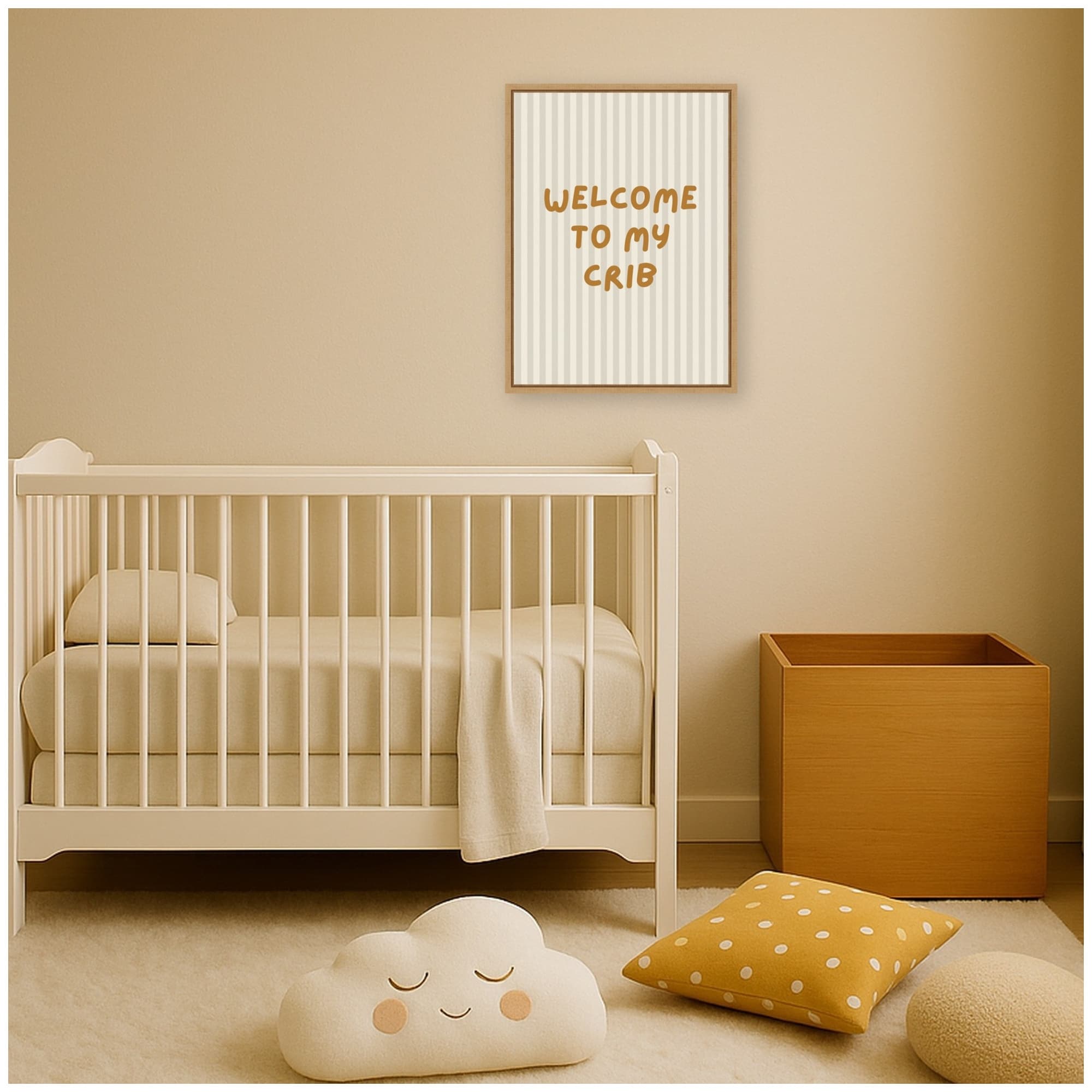 Kate and Laurel Welcome To My Crib by Laura Moss Framed Canvas Wall Art Print