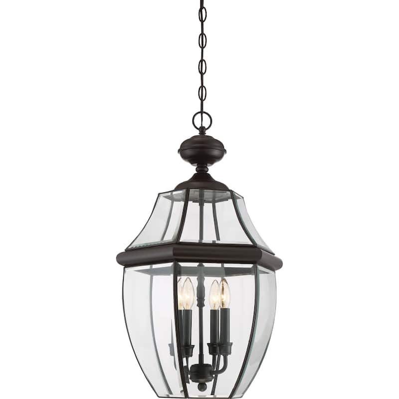 Roseto Gaines 4 Light 16" Wide Outdoor Pendant Lantern with Clear - Medici Bronze