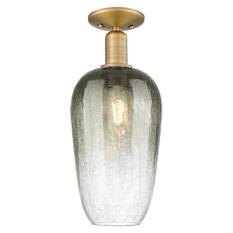 Innovations Lighting Downtown Urban - Brookhaven Flute - 1 Light 7" Semi-Flush Mount Light - Brushed Brass/Slate Shade