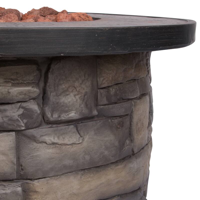 Fire & Flare 35"W Round 50K BTU Outdoor Propane Fire Pit Table with Lava Rocks