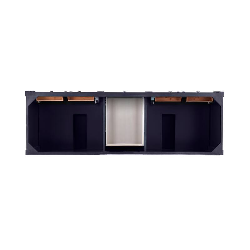 Brittany 72" Double Vanity, Victory Blue w/ 3 CM Eternal Jasmine Pearl Silestone Top w/FreePower Wireless Charger