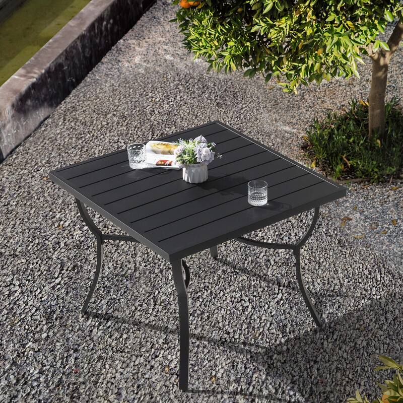 Patio 36 in. Aluminum Dining Table for 4, 1.97’’ Umbrella Hole, Black