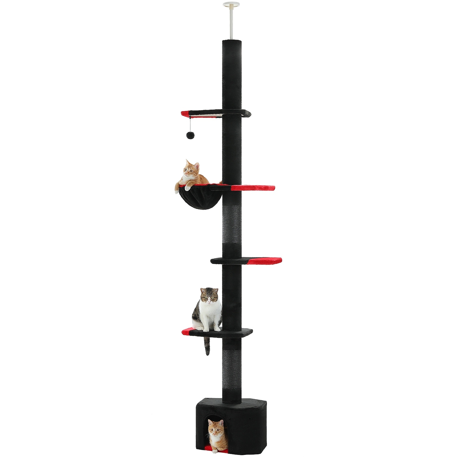Height Adjustable Floor to Ceiling 5-Levels Cat Tree Cat Tower