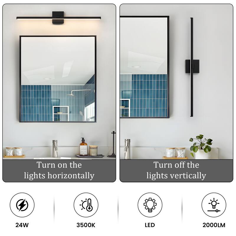 Modern Vanity Lighting Fixtures 24/32/39'' Bathroom Vanity Lights Over Mirror Wall Sconce for Bathroom