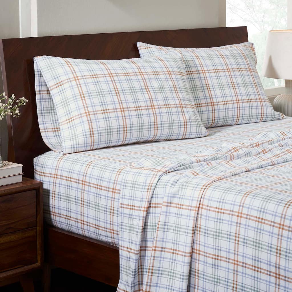 Superior Plaid Flannel Cotton Farmhouse Sheet Set