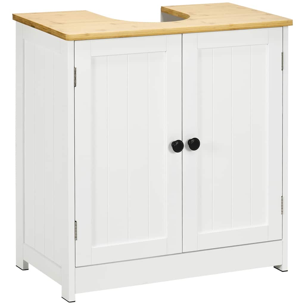 Modern White Bathroom Vanity, kleankin Under Sink Cabinet, Adjustable Shelf, Double Doors, Storage - 23.5in L MDF