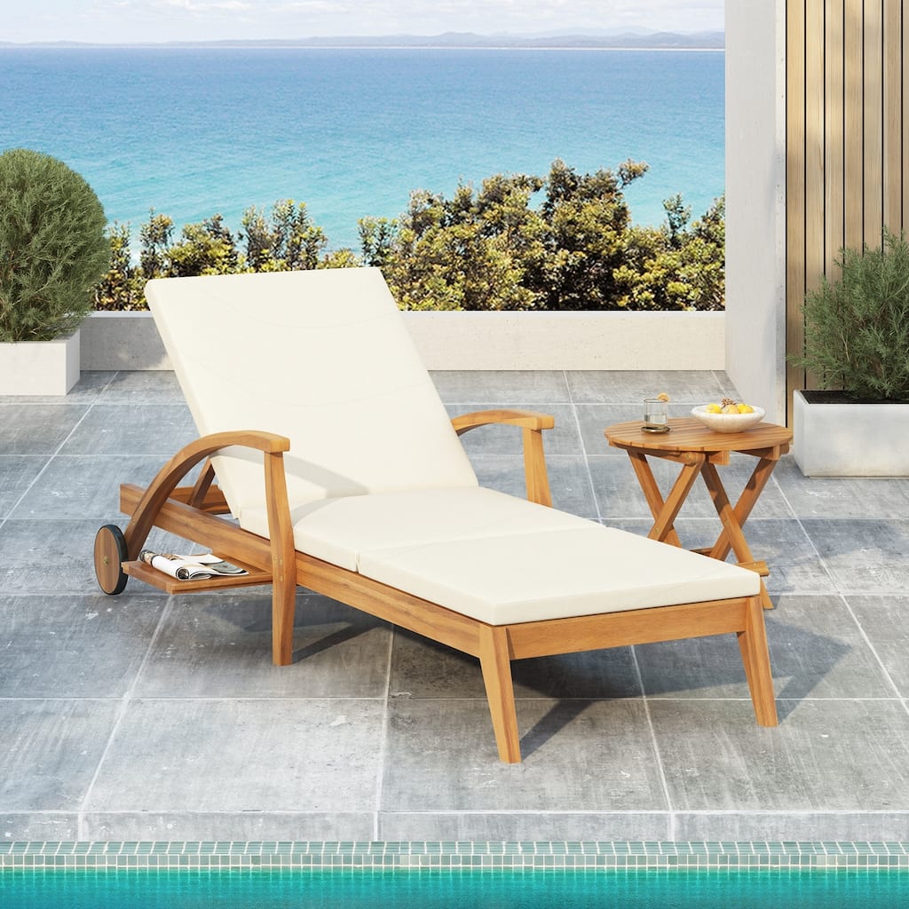 Outdoor Recliner Side Table Set