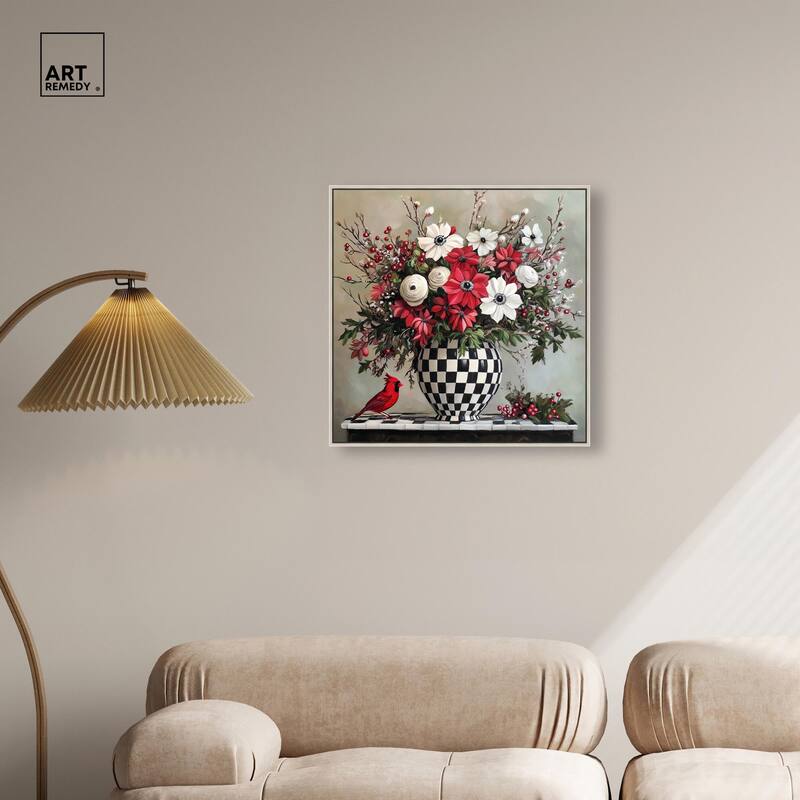 Checkerboard Vase Blooms I Canvas by Art Remedy