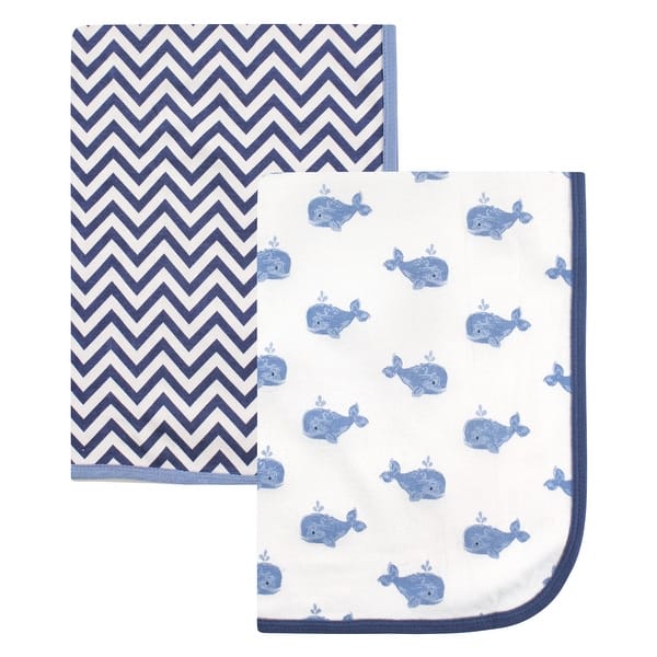 slide 1 of 1, Hudson Baby Infant Boy Cotton Swaddle Blankets, Whale, One Size - Whale - One Size One Size - Whale