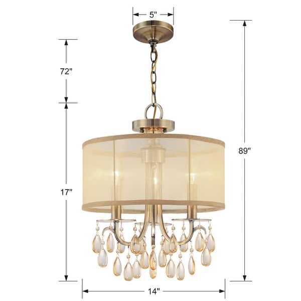 Hampton 3 Light Brass Etruscan Crystal Drum Shade Chandelier 14 W X 17 H Overstock 14799052