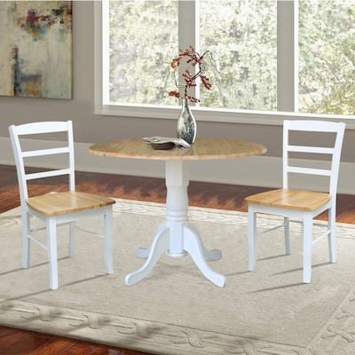 42-inch Dual Drop-leaf Pedestal 3-piece Dining Set