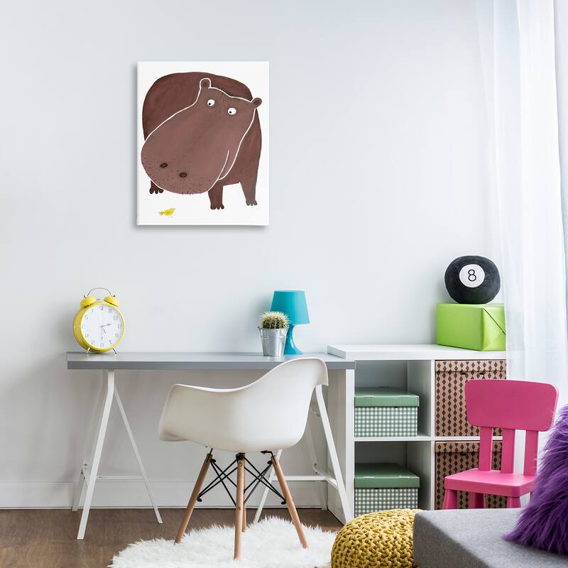 Stupell Hippo and Bird Friends Canvas Wall Art Design By Carla Daly