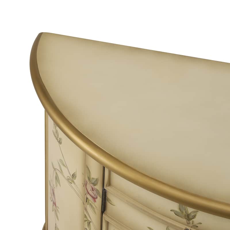 Christopher Knight Home - Maribelle Vintage Hand-Painted Half Moon Accent Cabinet with Floral Design and Gold Trim