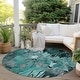 preview thumbnail 111 of 135, Machine Washable Indoor/ Outdoor Modern Floral Chantille Rug 8' x 8' - Teal