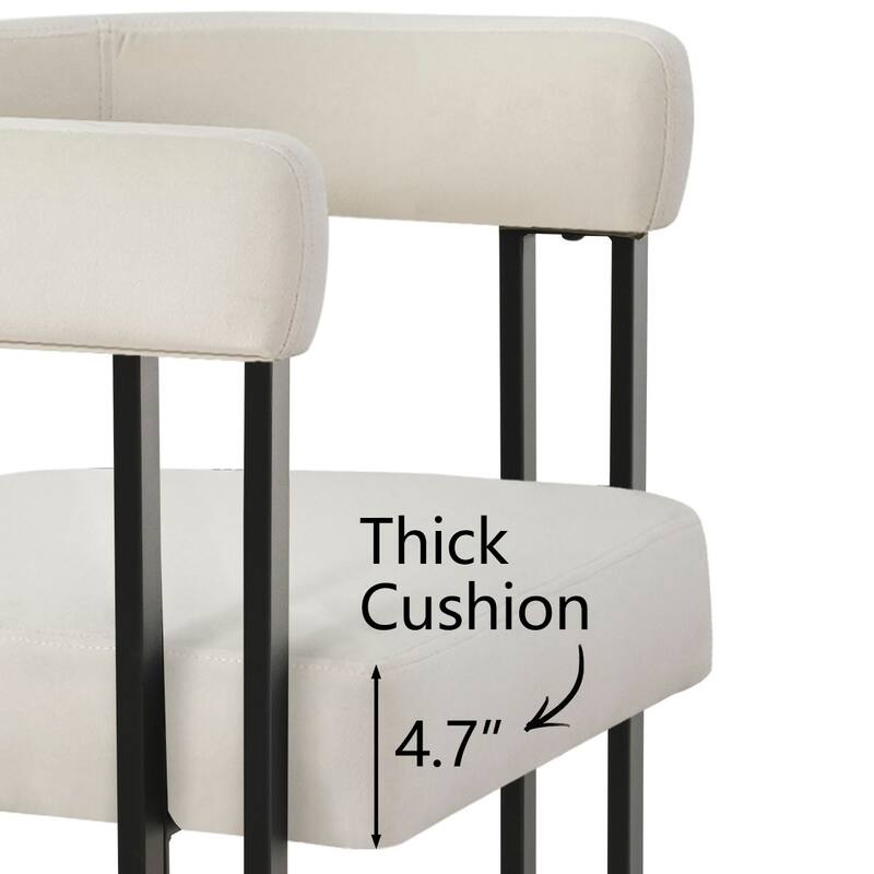 Modern Velvet Upholstered Dining Armchairs with Black Metal Legs (Set of 2/4/6)