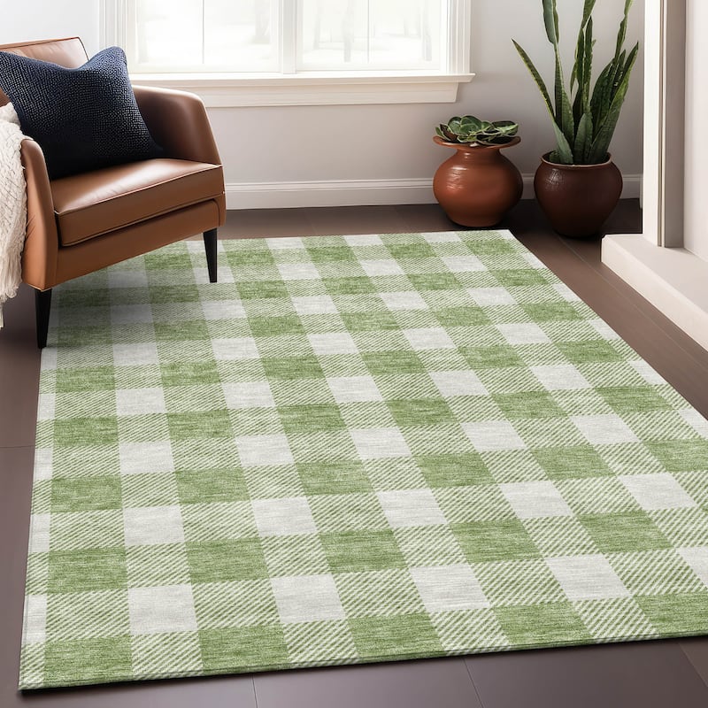 Premium Washable Super Soft Plaid Mayfield Rug - Aloe - 5' x 7'6"