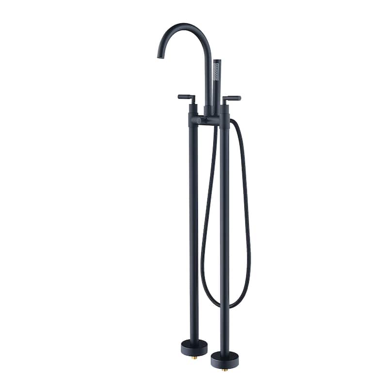 Altair Gnosall Double Lever Handle Freestanding Floor Mounted Tub Filler with Handshower